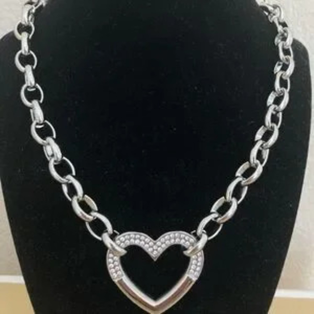 Stainless Steel Silver Heart Pendant Necklace